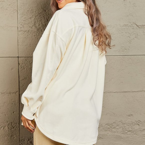 Heimish Cozy Girl Full Size Button Down Shacket - Picture 3 of 10